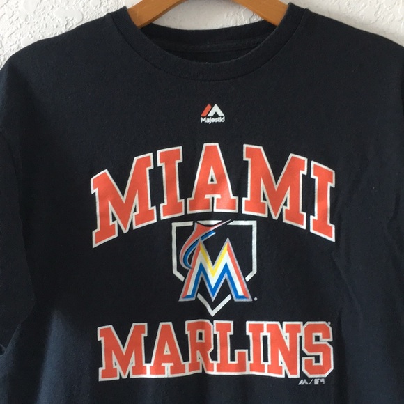 Men Majestic Miami Marlins Baseball shirt size L - Picture 2 of 4